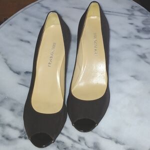 Bruno Magli Brown Kitten Heel Peep Toe Classic Pumps Sz 8 1/2